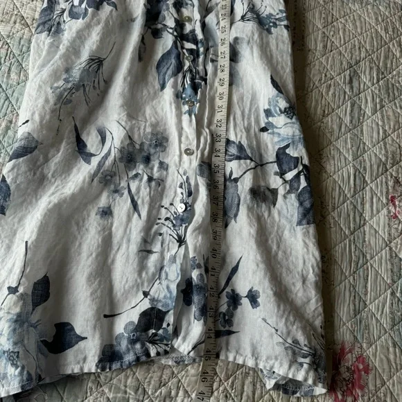 Lungo L'arno Linen Blue Floral Dress Size M With Pockets Midi Made in Italy - Picture 13 of 15